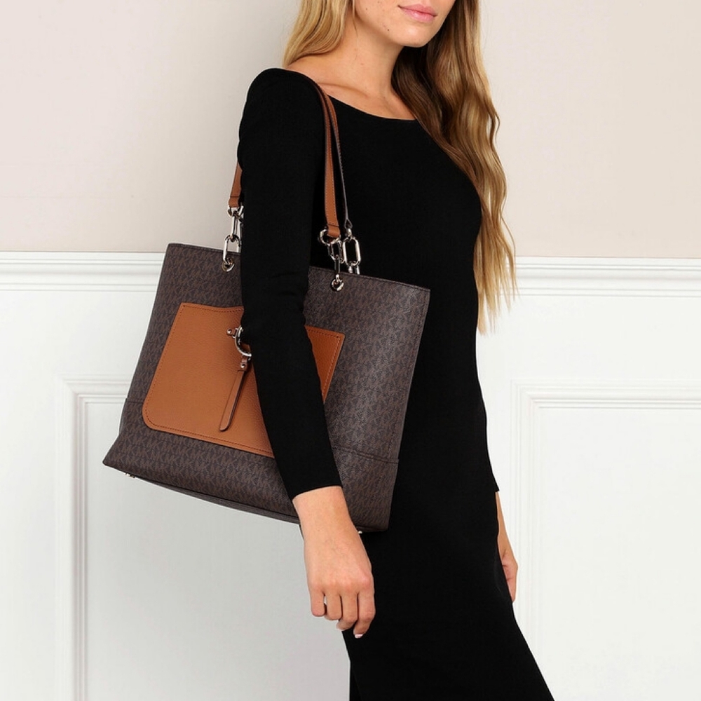 LAST 1❗️MICHAEL KORS Amy Large Tote In Brown/Luggage Color Retails $358 - Picture 11 of 12
